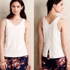 Sunday in Brooklyn Tank Top Polka Dot Eyelet Sz M